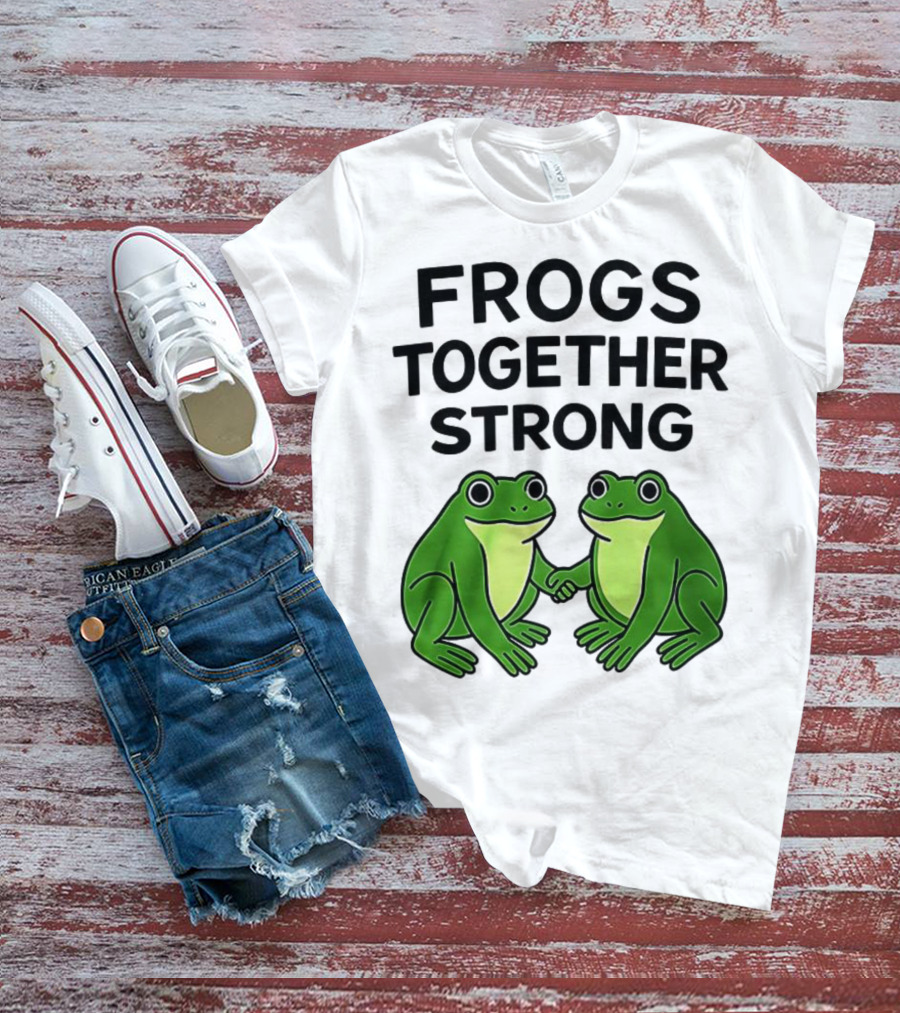 Frogs Together Strong Funny Holding Hands Unity T-Shirt
