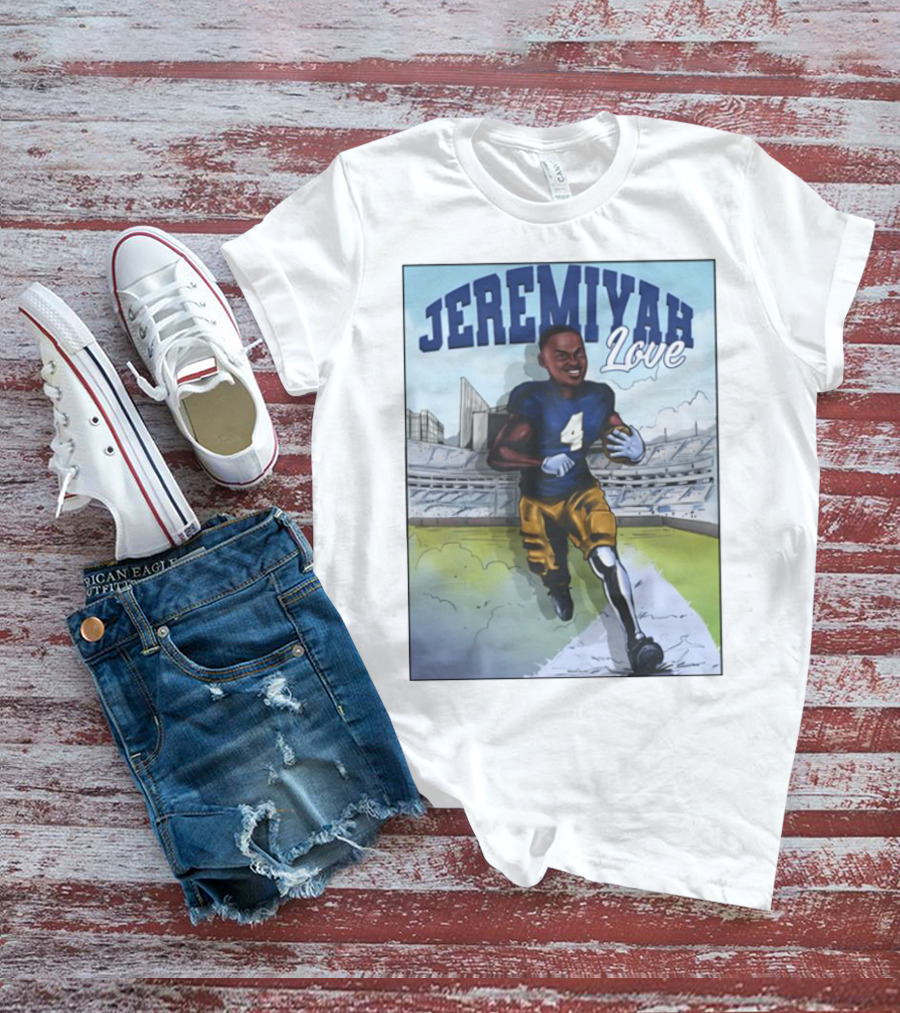 Jeremiyah Love Running In Stadium Number 4 T-Shirt