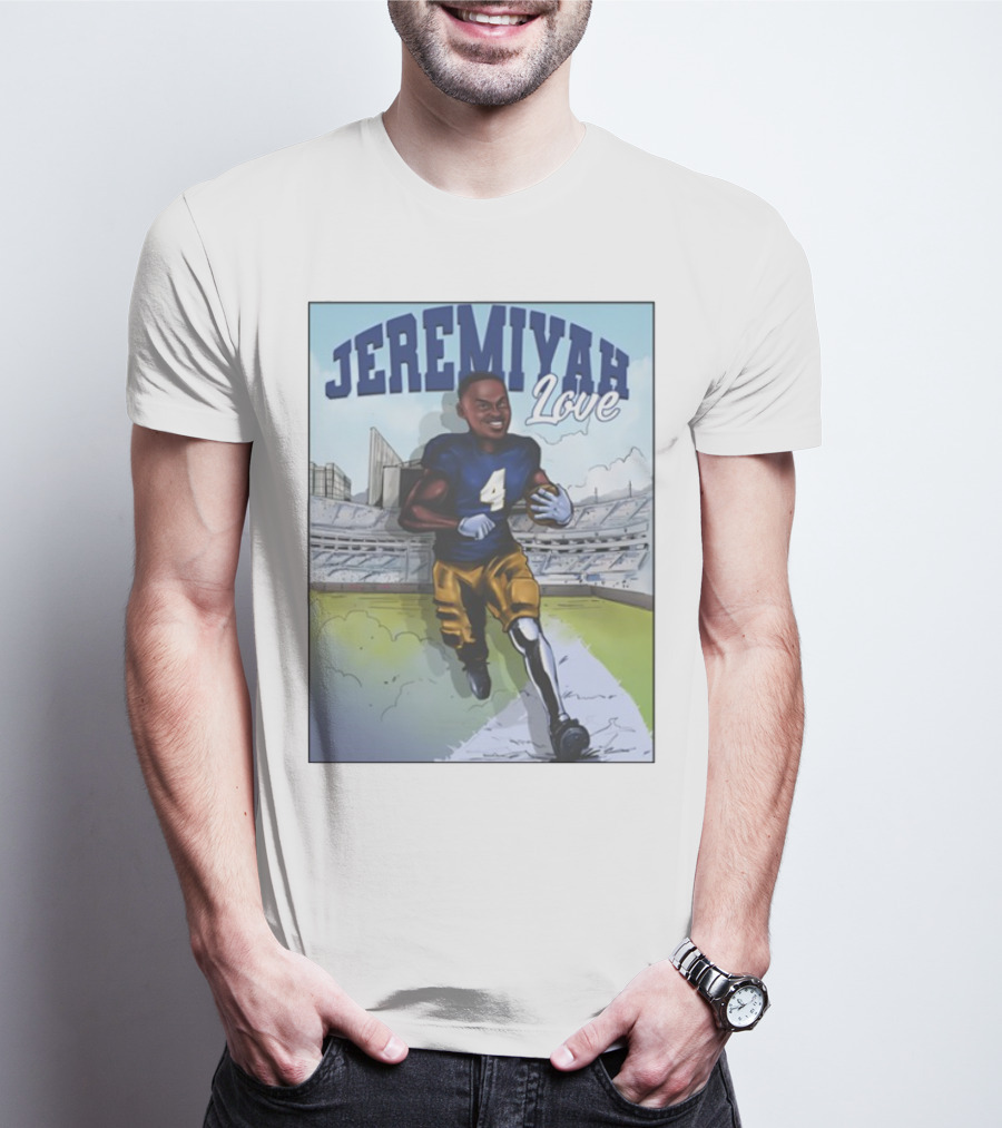 Jeremiyah Love Running In Stadium Number 4 T-Shirt