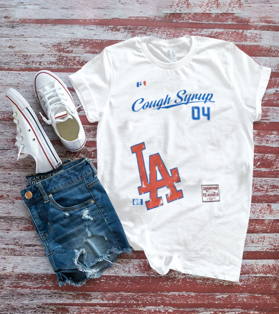 Cough Syrup 04 Los Angeles Dodgers LA Logo Baseball T-Shirt
