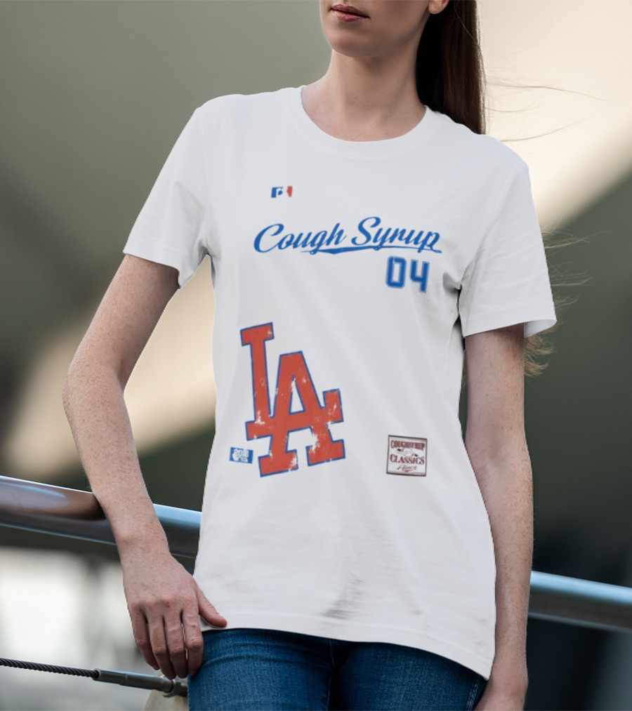 Cough Syrup 04 Los Angeles Dodgers LA Logo Baseball T-Shirt