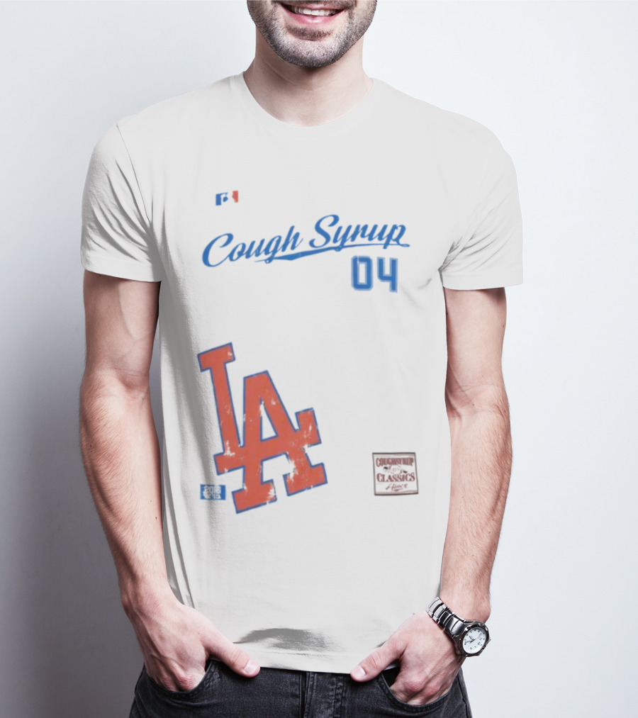 Cough Syrup 04 Los Angeles Dodgers LA Logo Baseball T-Shirt