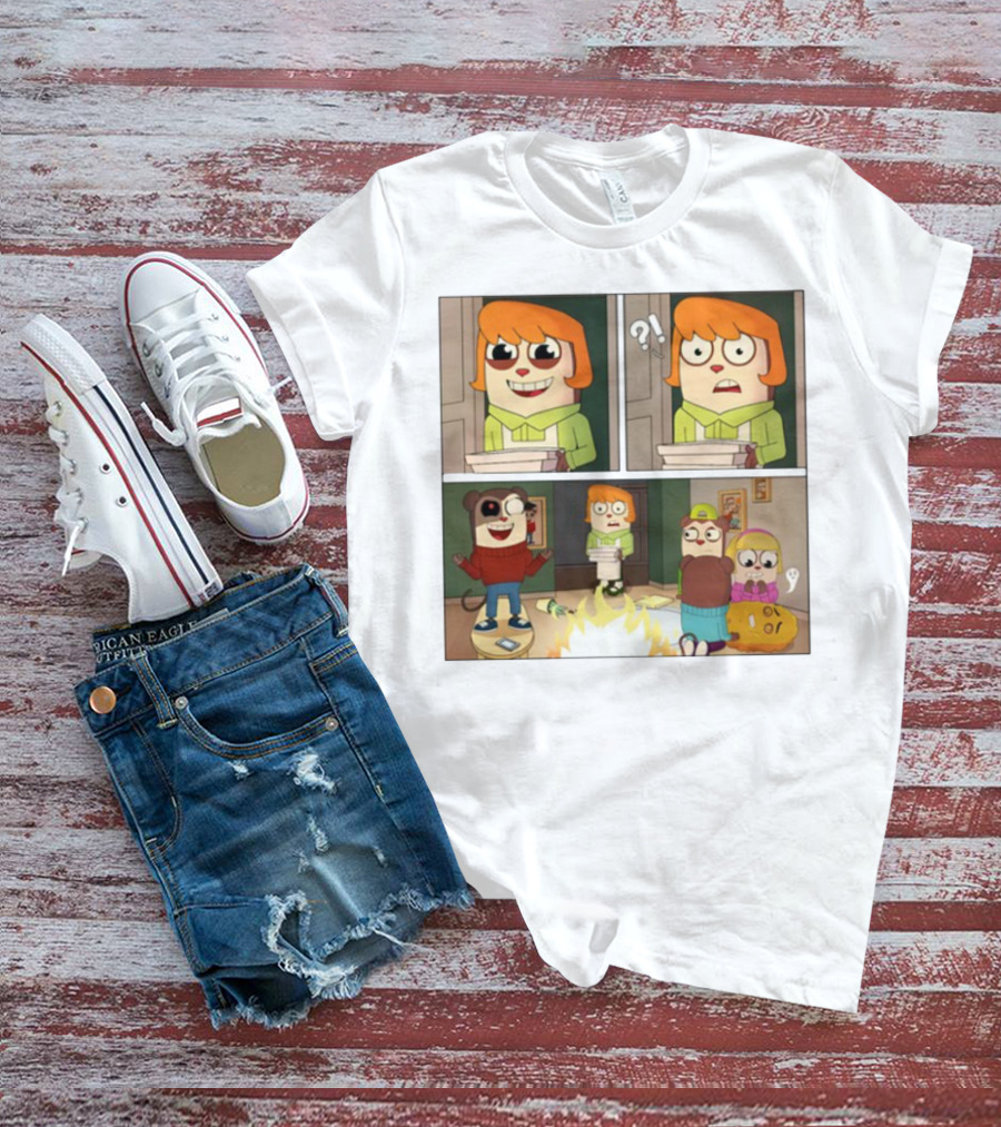 Maxdesignpro Cartoon Pizza Delivery Surprise Comic Strip T-Shirt