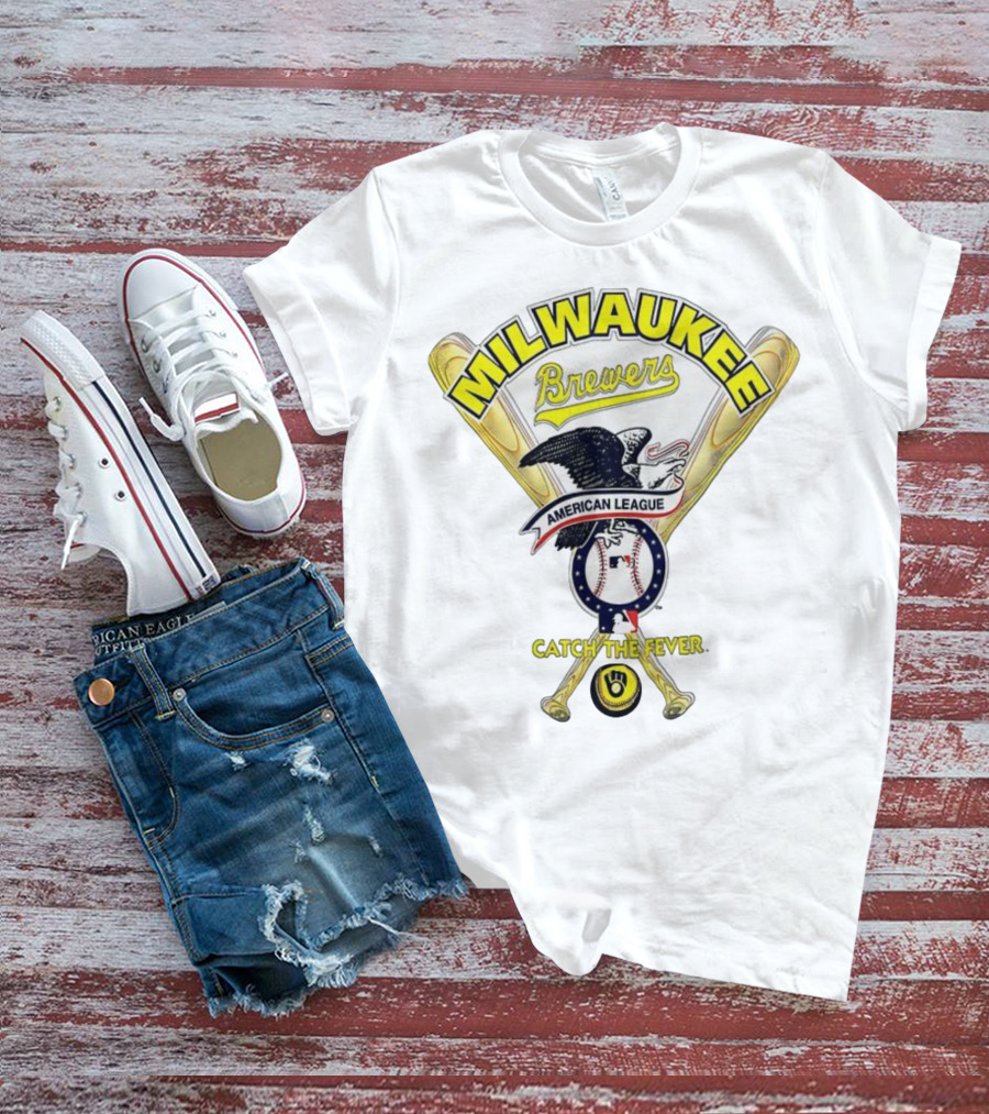 Milwaukee Brewers Catch The Fever American League Baseball Eagle Bat T-Shirt