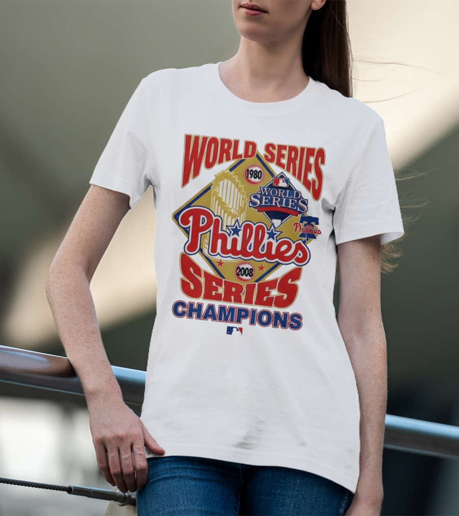 Philadelphia Phillies 1980 2008 World Series Champions Logo MLB T-Shirt