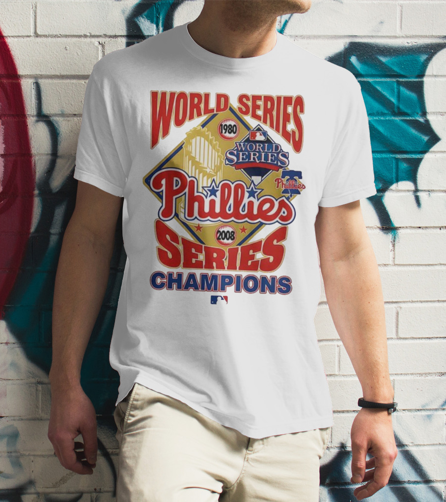 Philadelphia Phillies 1980 2008 World Series Champions Logo MLB T-Shirt