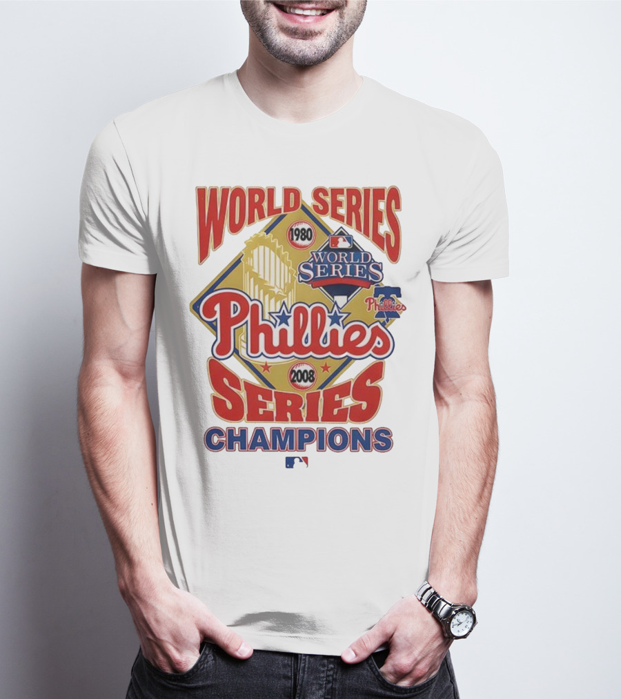 Philadelphia Phillies 1980 2008 World Series Champions Logo MLB T-Shirt