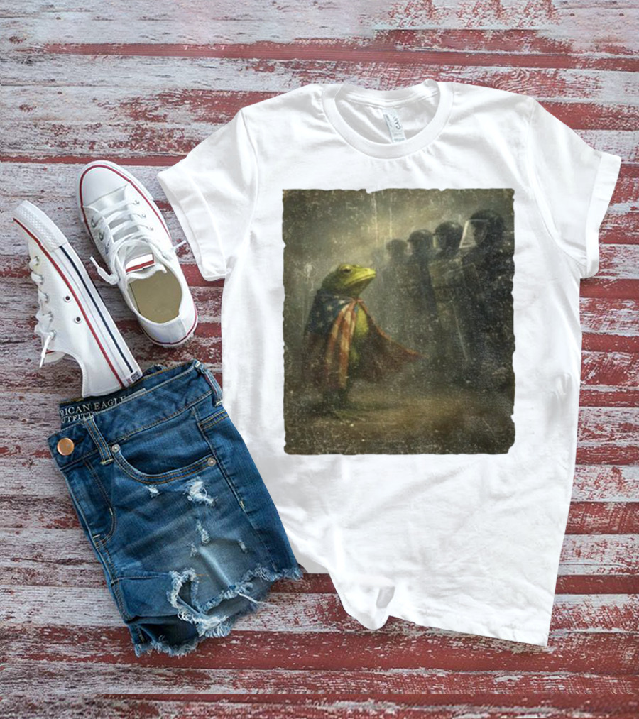 Portland Frog American Flag Protest Against Riot Police Equality T-Shirt
