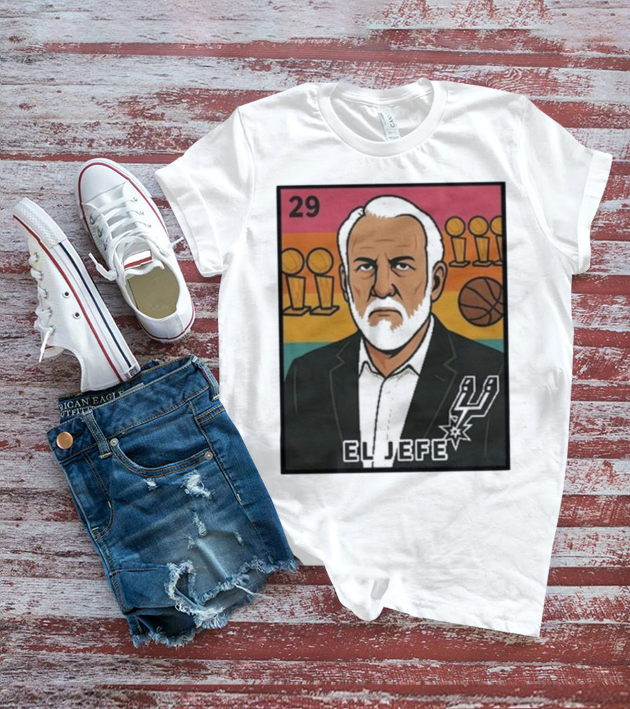 Porvida Popovich El Jefe San Antonio Spurs 29 Trophy T-Shirt