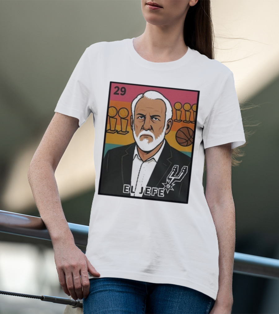 Porvida Popovich El Jefe San Antonio Spurs 29 Trophy T-Shirt