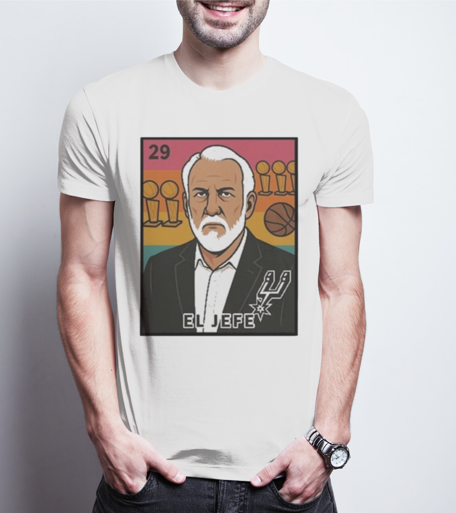 Porvida Popovich El Jefe San Antonio Spurs 29 Trophy T-Shirt