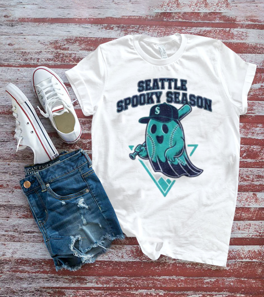 Seattle Mariners Spooky Season Ghost Halloween Baseball T-Shirt