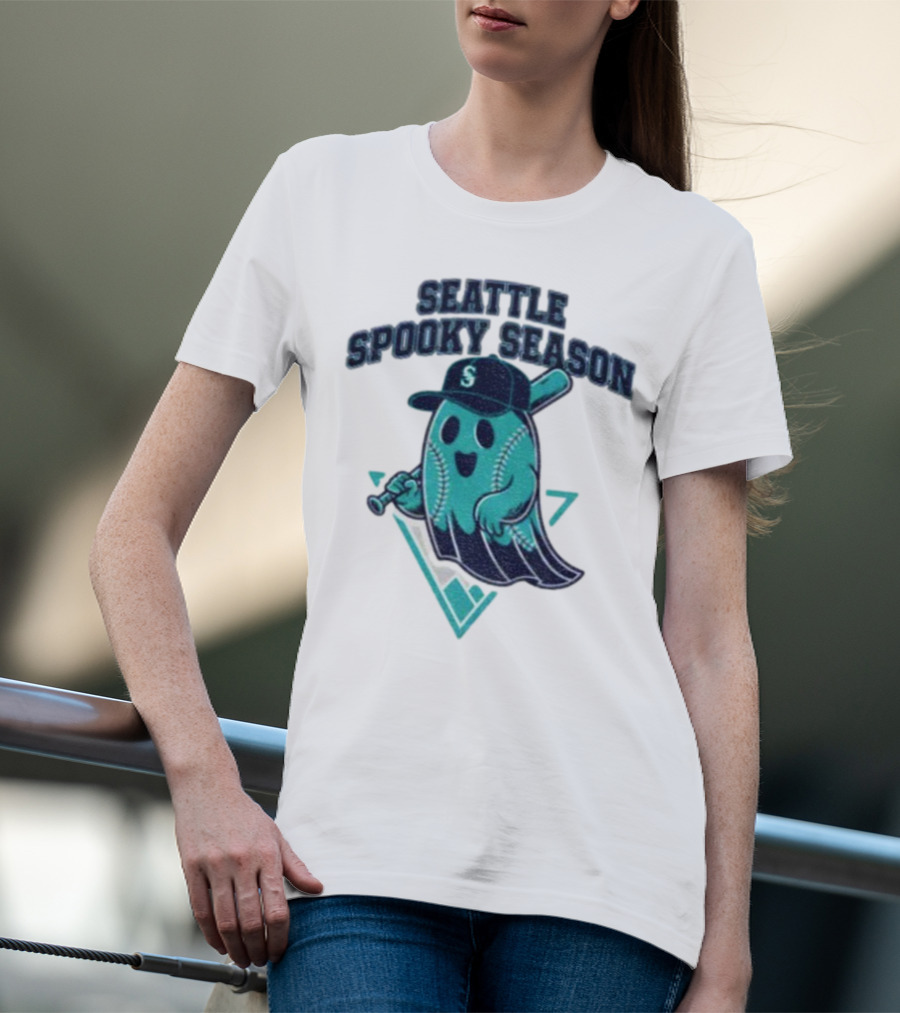 Seattle Mariners Spooky Season Ghost Halloween Baseball T-Shirt