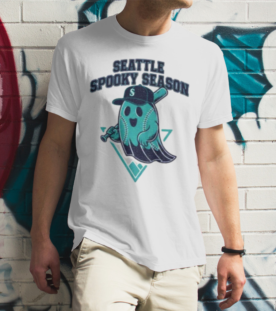 Seattle Mariners Spooky Season Ghost Halloween Baseball T-Shirt
