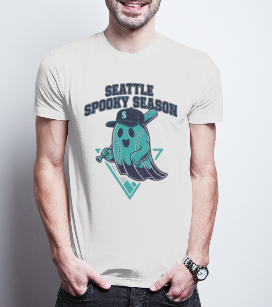 Seattle Mariners Spooky Season Ghost Halloween Baseball T-Shirt