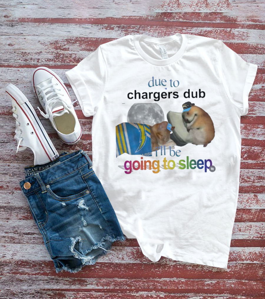 Chargers Dub Cats Sleeping Under Moon Going To Sleep T-Shirt