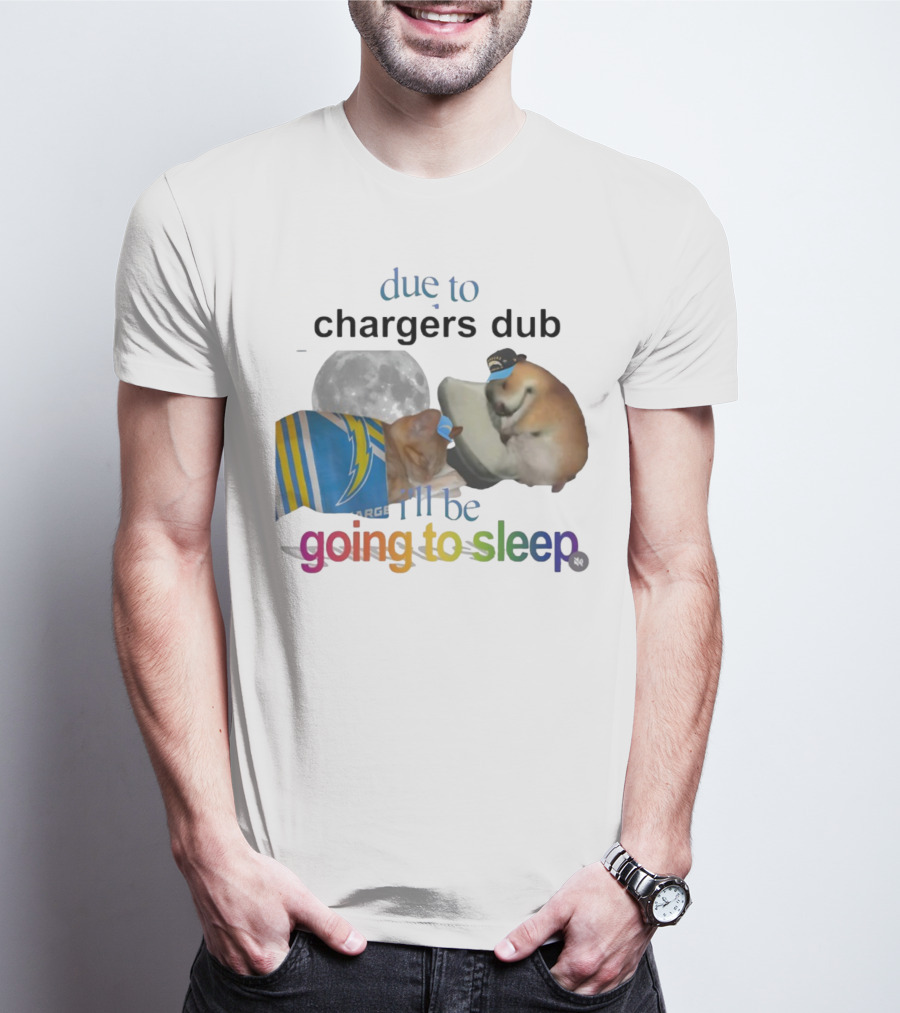 Chargers Dub Cats Sleeping Under Moon Going To Sleep T-Shirt