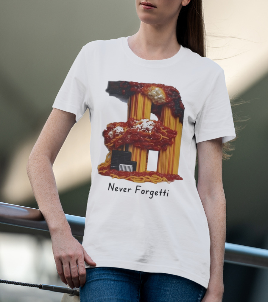 Never Forgetti Spaghetti 9/11 Memory Loss Awareness T-Shirt