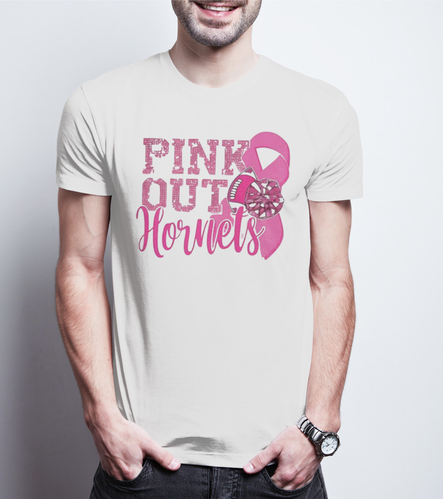 Pink Out Hornets New Orleans Hornets 2025 Football Ribbon Pom لص博 T-Shirt