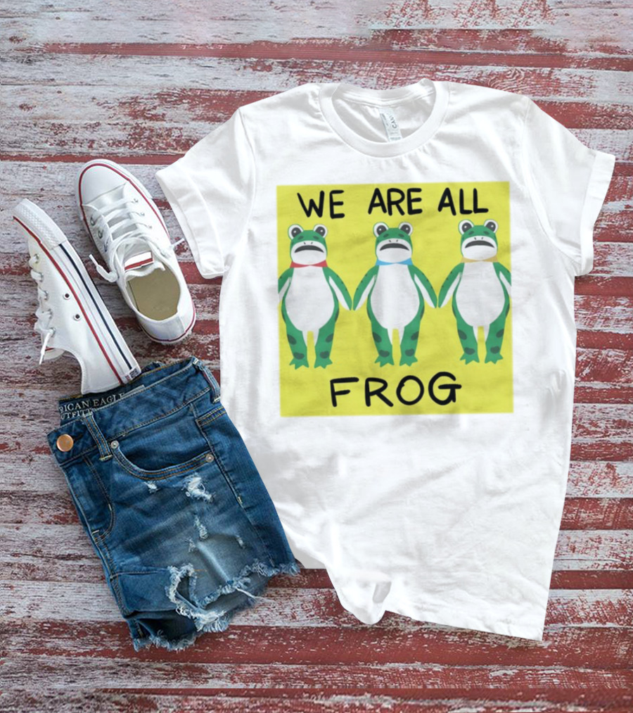 Portland Frog We Are All Frog Trio Colorful Cartoon Style T-Shirt