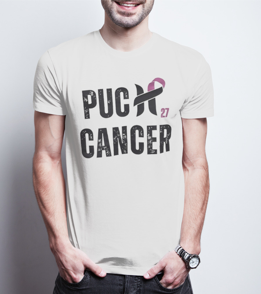 Puck Cancer 27 Hockey Ribbon Awareness T-Shirt