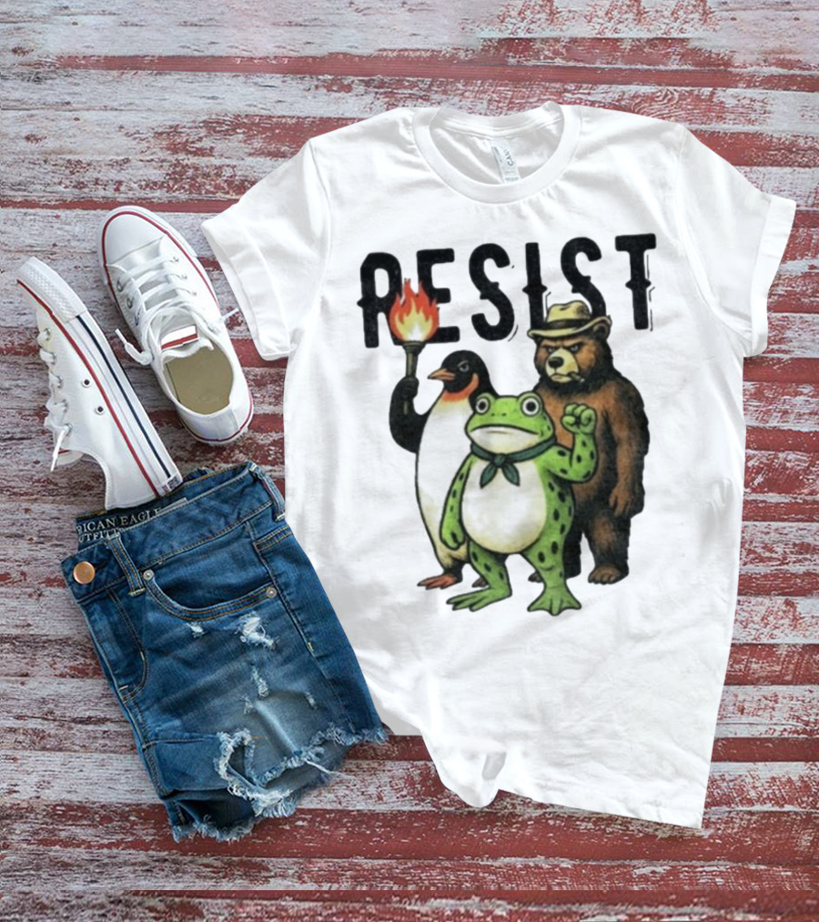 Resist Portland Frog Penguin Bear Abolish Ice T-Shirt