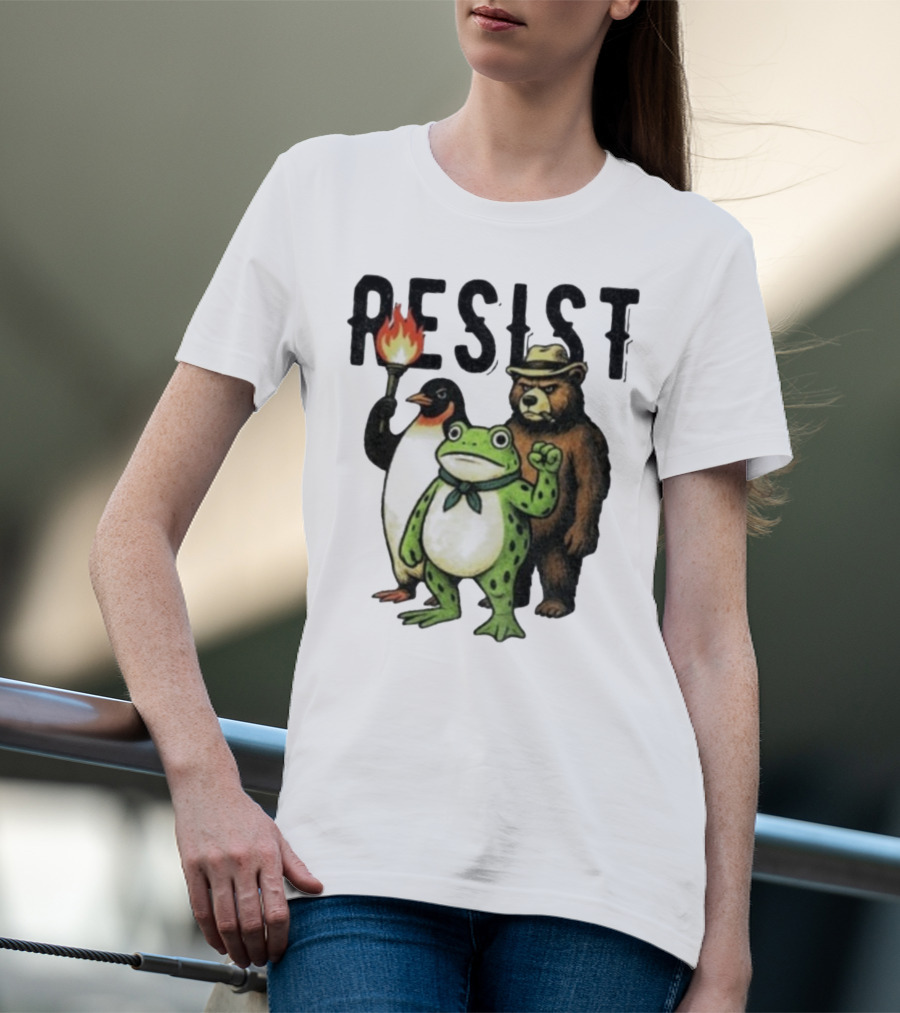 Resist Portland Frog Penguin Bear Abolish Ice T-Shirt