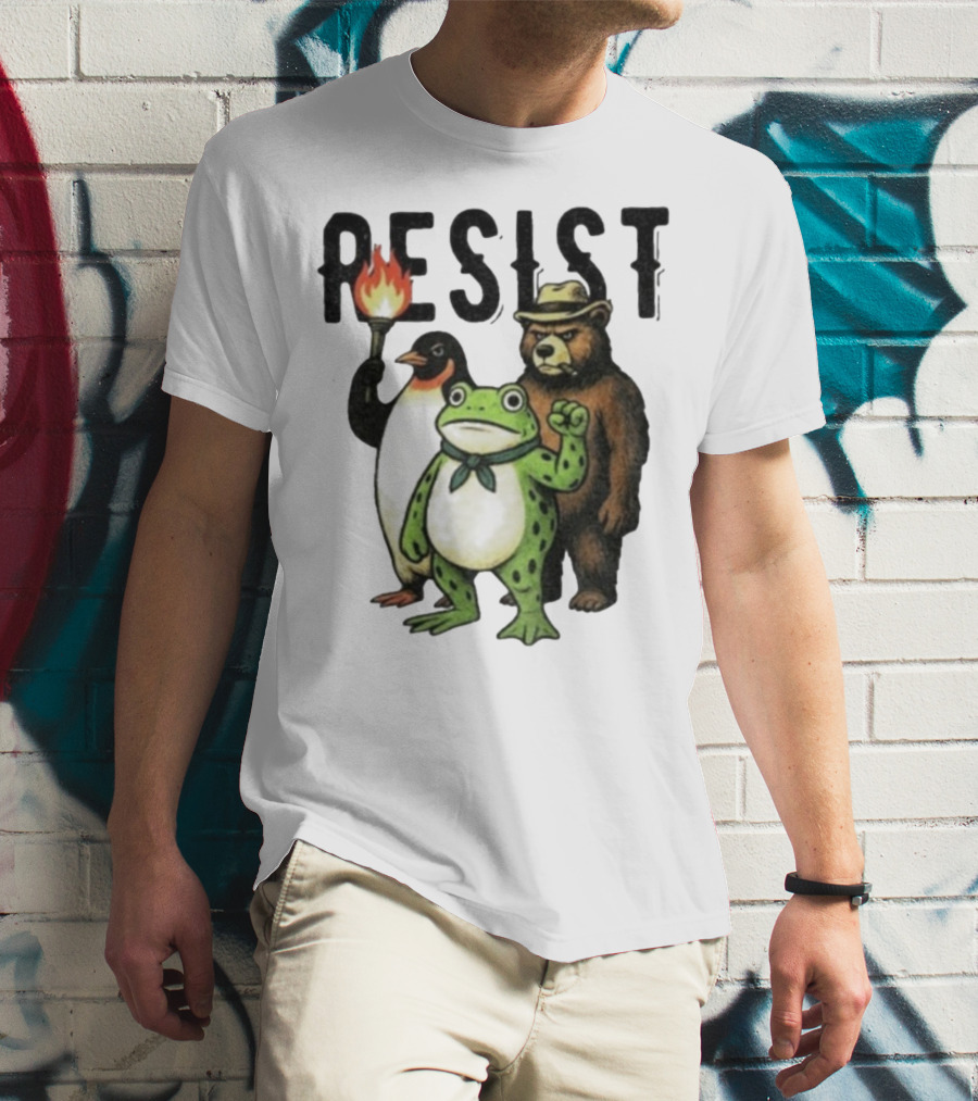 Resist Portland Frog Penguin Bear Abolish Ice T-Shirt