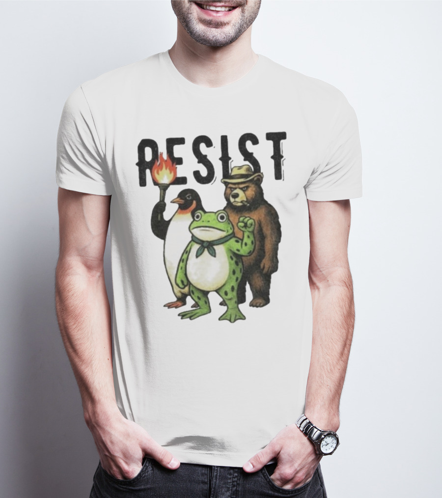 Resist Portland Frog Penguin Bear Abolish Ice T-Shirt
