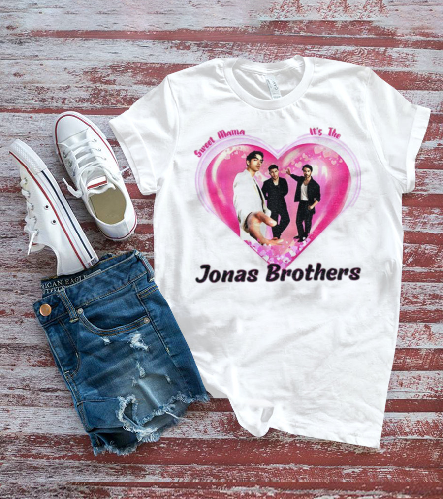 Sweet Mama It's The Jonas Brothers Boyband Vintage Heart Design T-Shirt