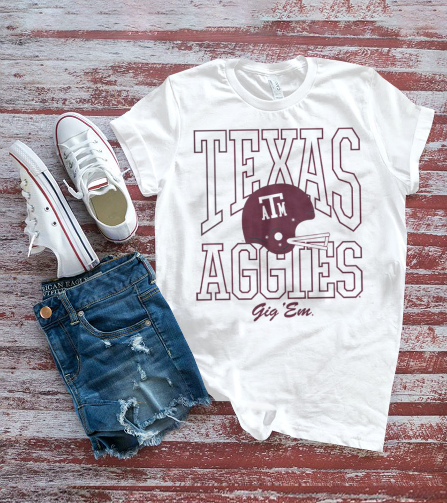 Texas A&M Aggies Gig 'Em 1975 Football Helmet A&M T-Shirt