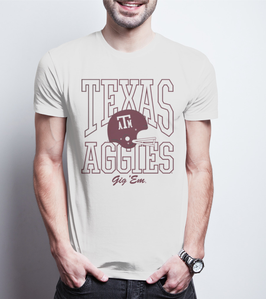 Texas A&M Aggies Gig 'Em 1975 Football Helmet A&M T-Shirt