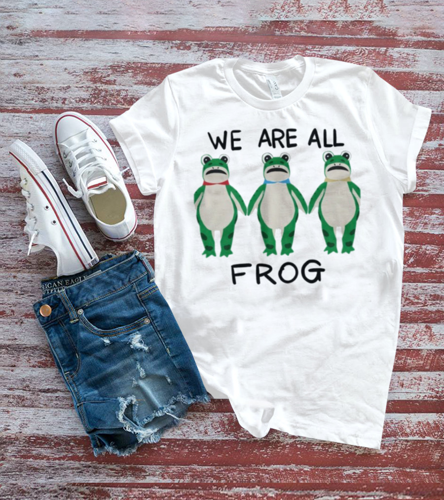 We Are All Frog Portland Trio Fun Quirky Green Frog Characters T-Shirt