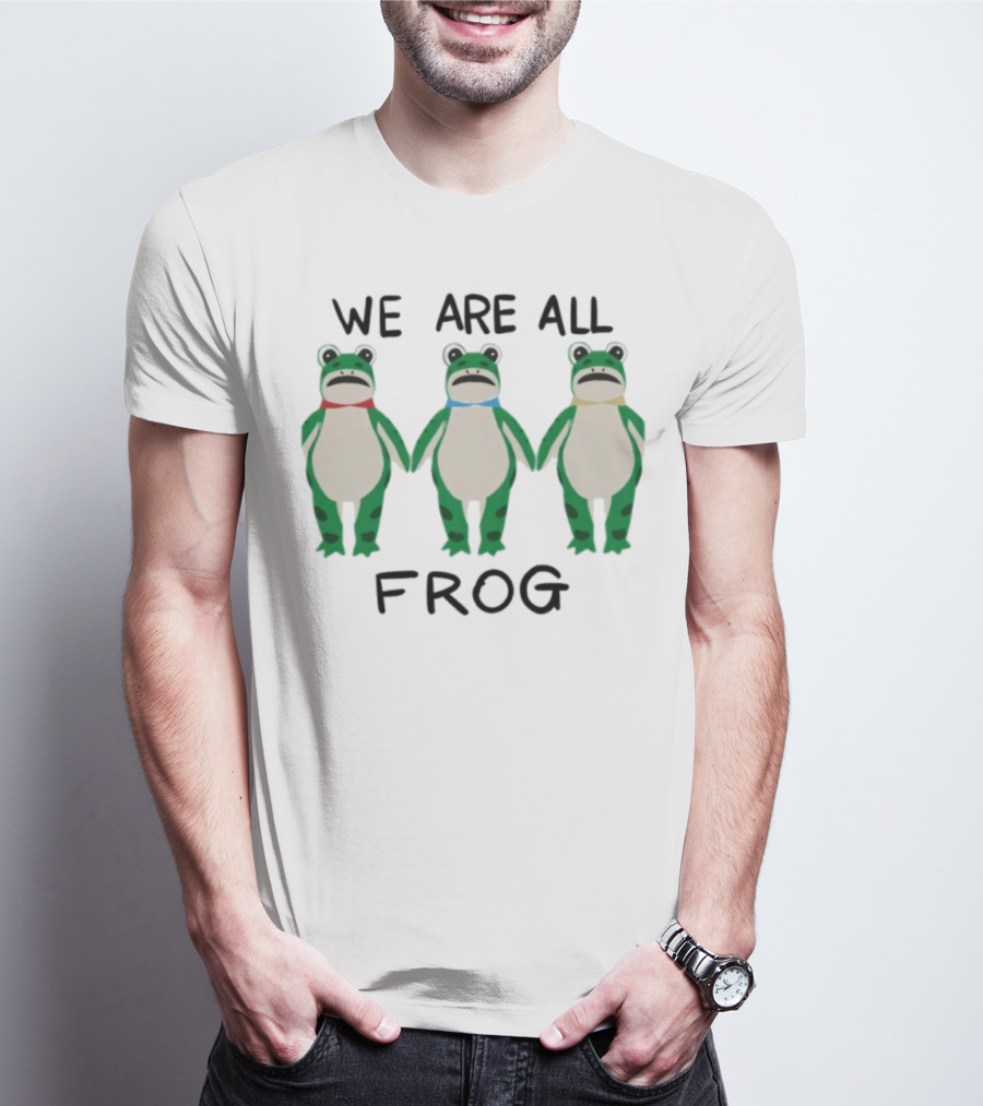 We Are All Frog Portland Trio Fun Quirky Green Frog Characters T-Shirt