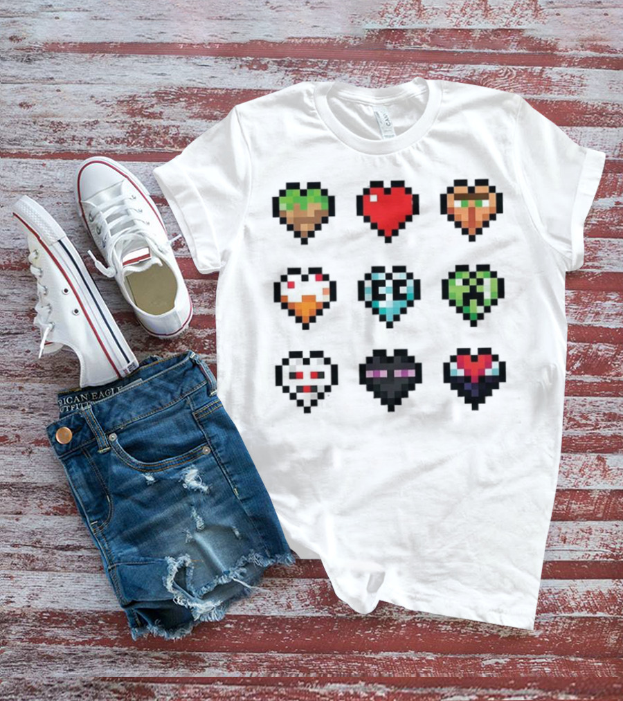 Pixelated Craftee’s Hearts Icons Collection T-Shirt