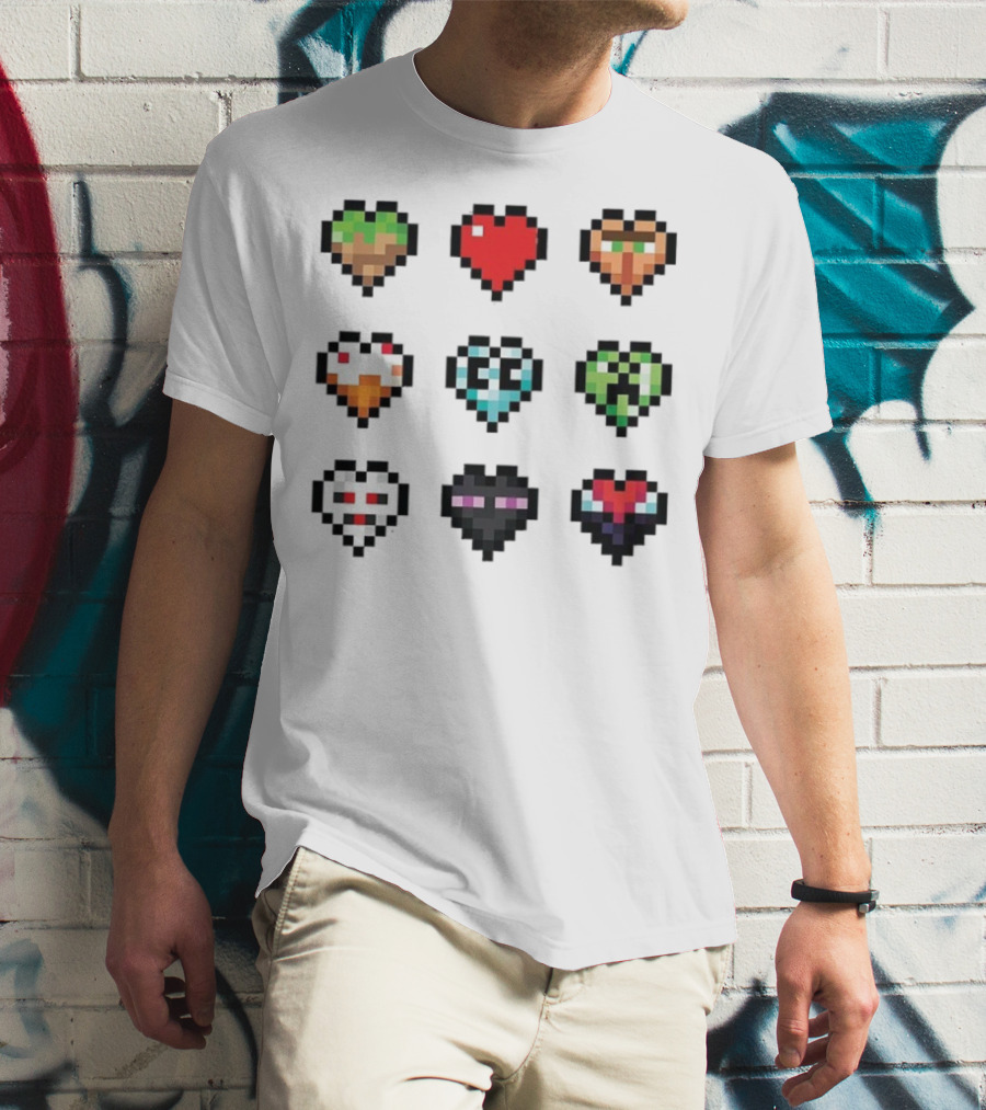 Pixelated Craftee’s Hearts Icons Collection T-Shirt