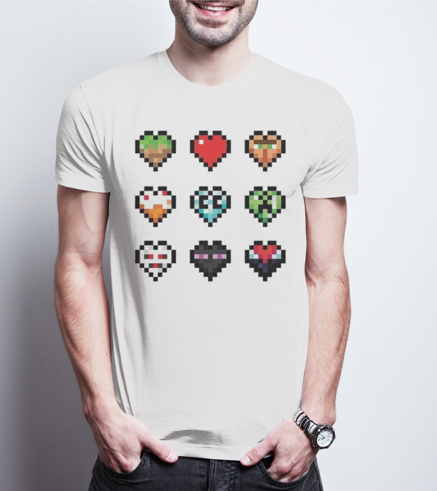 Pixelated Craftee’s Hearts Icons Collection T-Shirt