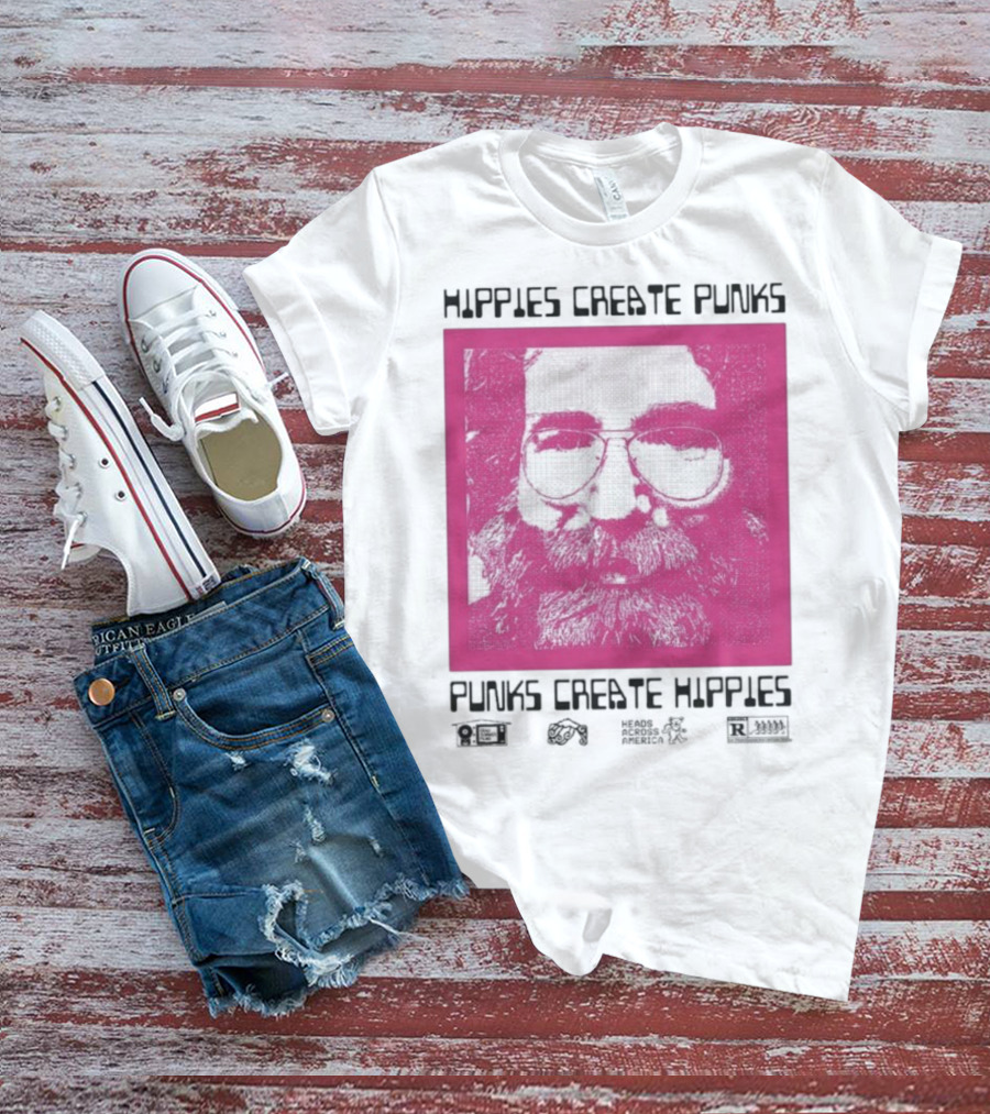 Hippies Create Punks Punks Create Hippies Heads Iconic Beard Glare T-Shirt