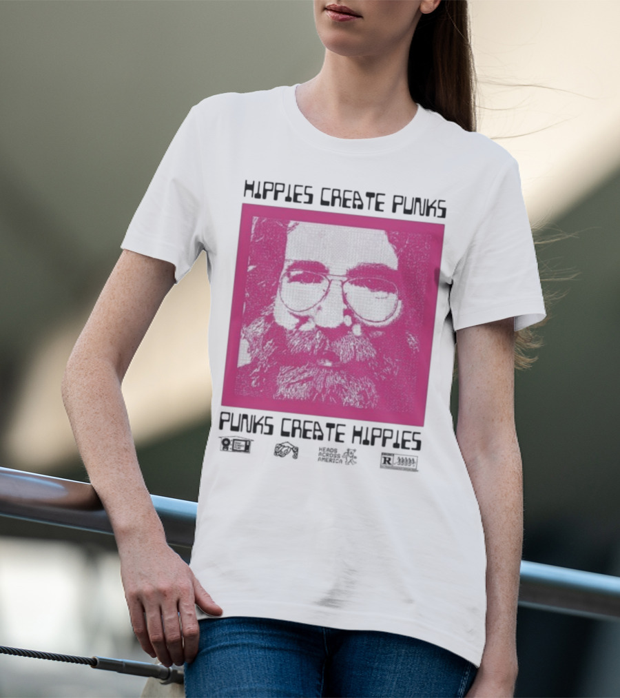 Hippies Create Punks Punks Create Hippies Heads Iconic Beard Glare T-Shirt