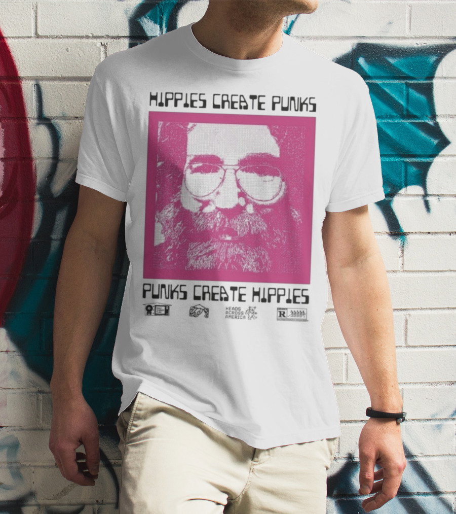 Hippies Create Punks Punks Create Hippies Heads Iconic Beard Glare T-Shirt