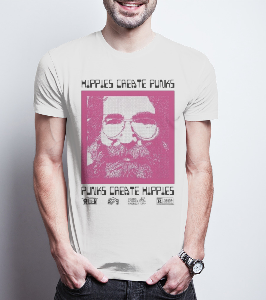 Hippies Create Punks Punks Create Hippies Heads Iconic Beard Glare T-Shirt