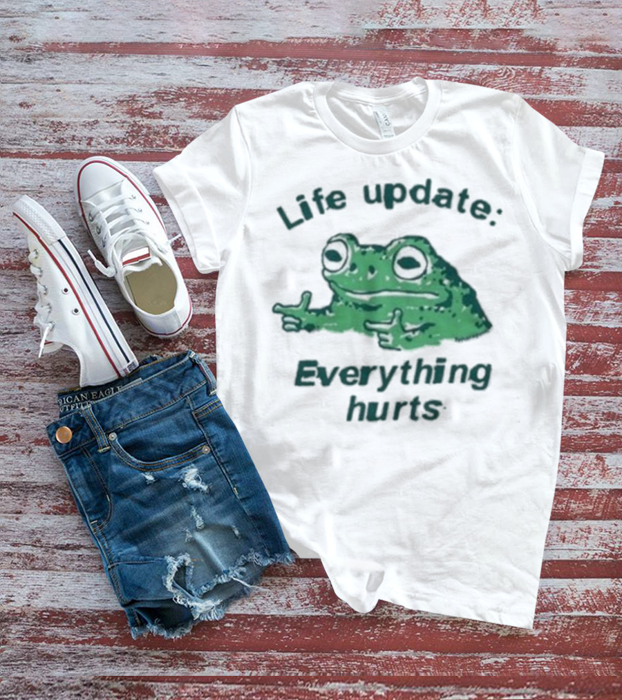 Life Update Everything Hurts Frog Expression Meme T-Shirt