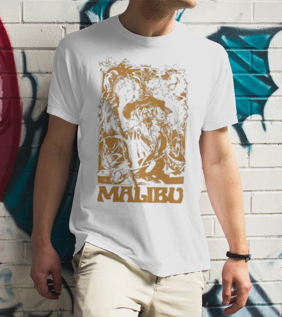 Malibu Wizard Mystical Floral Art Vintage Style T-Shirt