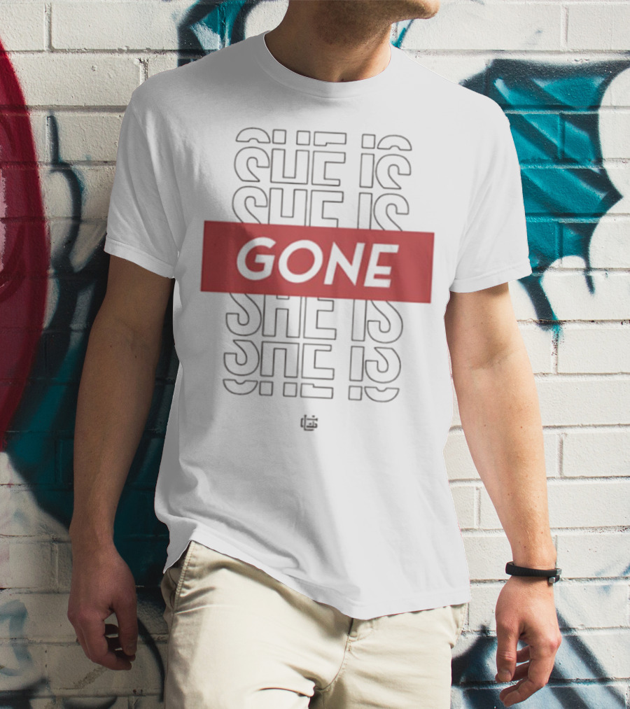 She Is Gone Bold Statement Red Highlight Repeat T-Shirt