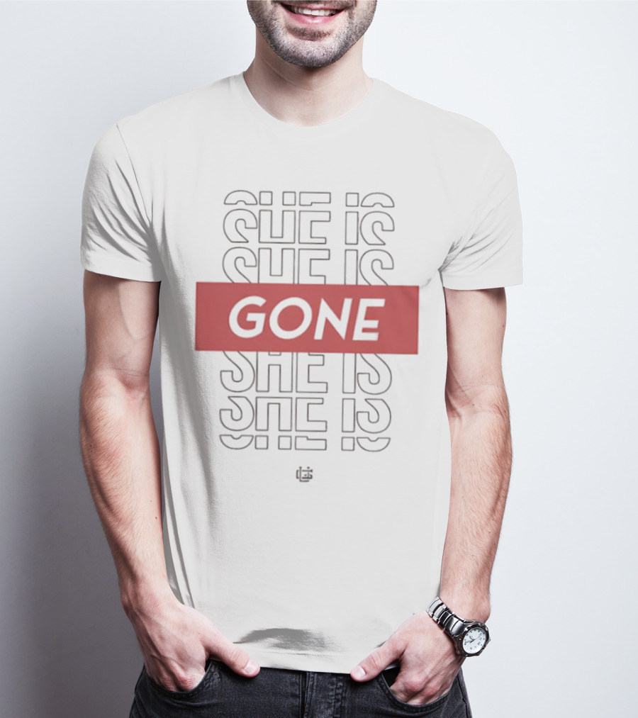 She Is Gone Bold Statement Red Highlight Repeat T-Shirt