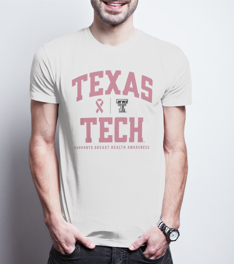 Texas Tech Supports Breast Health Awareness 2025 With Red Raiders Logo T-Shirt