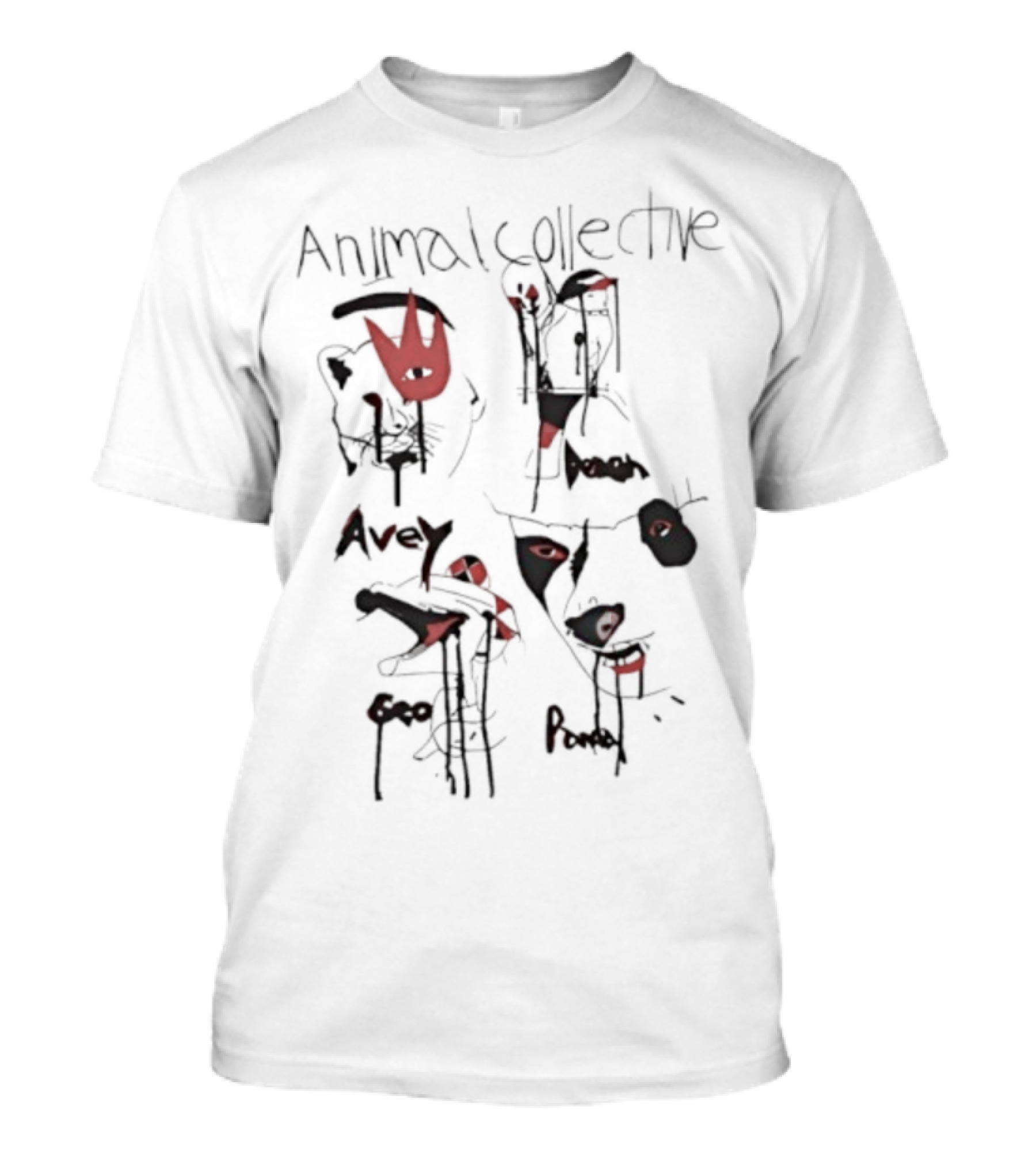 Animal Collective Feels 20th Anniversary Red Abstract Faces And Eyes T-Shirt