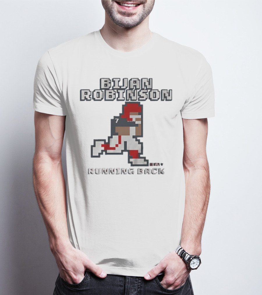 Bijan Robinson Running Back Pixel Art Retro Style T-Shirt