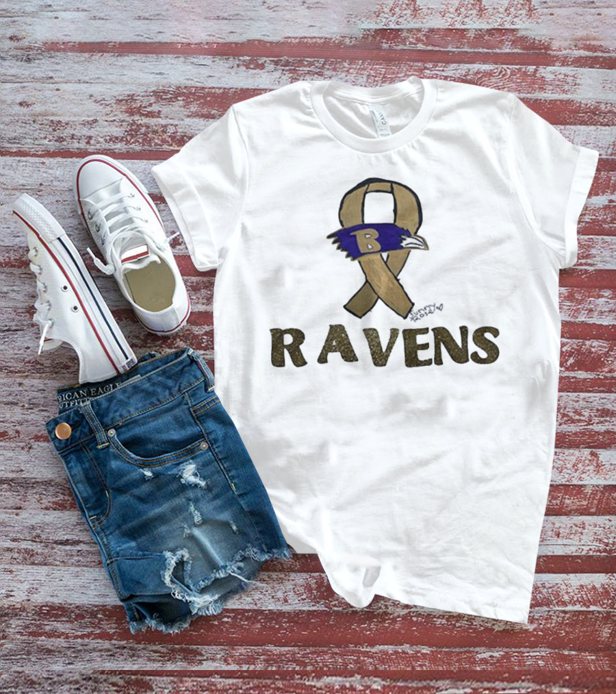 Baltimore Ravens Crucial Catch Breast Cancer Awareness 2025 Ravens Ribbon Logo T-Shirt
