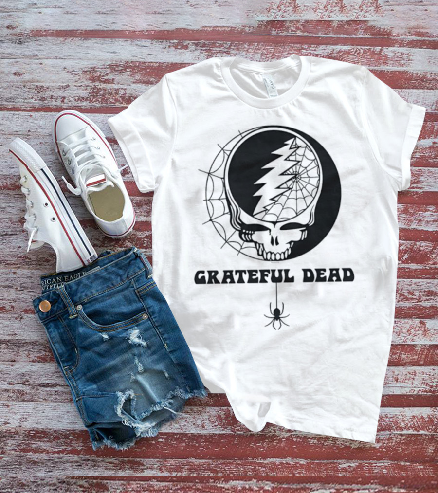 Grateful Dead Steal Your Face Spiderweb Skull Halloween T-Shirt